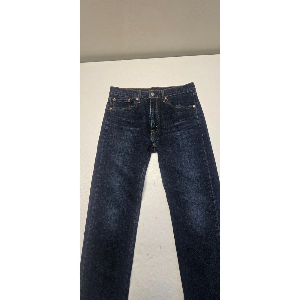 Levis 505 Regular Fit Jeans Mens 33x32 Dark Wash Indigo Straight Leg Denim